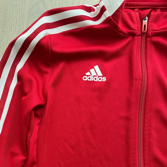 Adidas Three Stripe Red Track Jacket made w/ some recycled materials - Picture 5 of 9